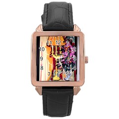 Still Life With Lamps And Flowers Rose Gold Leather Watch  by bestdesignintheworld