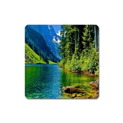 Beautiful Nature Lake Square Magnet by Modern2018