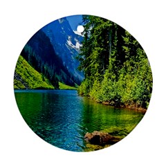 Beautiful Nature Lake Round Ornament (two Sides) by Modern2018