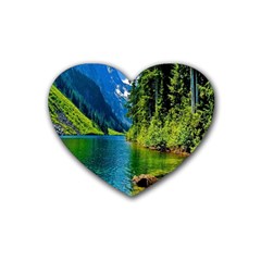 Beautiful Nature Lake Rubber Coaster (heart)  by Modern2018