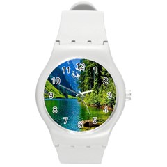 Beautiful Nature Lake Round Plastic Sport Watch (m) by Modern2018