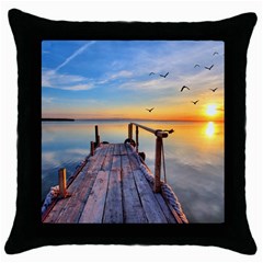 Sunset Lake Beautiful Nature Throw Pillow Case (black) by Modern2018