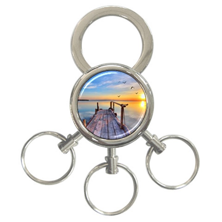 Sunset Lake Beautiful Nature 3-Ring Key Chains