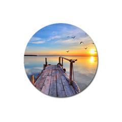 Sunset Lake Beautiful Nature Magnet 3  (round) by Modern2018