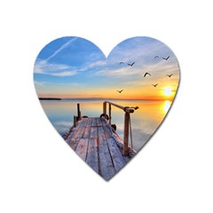 Sunset Lake Beautiful Nature Heart Magnet by Modern2018