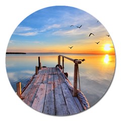 Sunset Lake Beautiful Nature Magnet 5  (round) by Modern2018