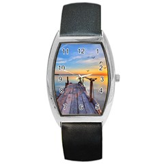 Sunset Lake Beautiful Nature Barrel Style Metal Watch by Modern2018