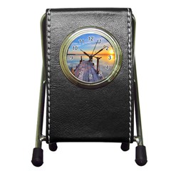 Sunset Lake Beautiful Nature Pen Holder Desk Clocks by Modern2018