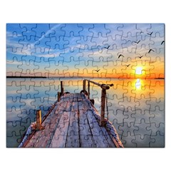 Sunset Lake Beautiful Nature Rectangular Jigsaw Puzzl