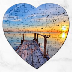 Sunset Lake Beautiful Nature Jigsaw Puzzle (heart)