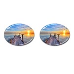 Sunset Lake Beautiful Nature Cufflinks (Oval) Front(Pair)