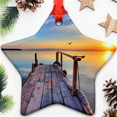 Sunset Lake Beautiful Nature Star Ornament (two Sides)