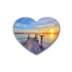 Sunset Lake Beautiful Nature Heart Coaster (4 Pack)  by Modern2018