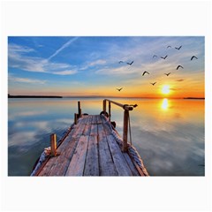 Sunset Lake Beautiful Nature Large Glasses Cloth (2-side) by Modern2018