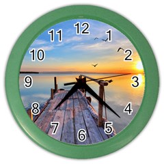 Sunset Lake Beautiful Nature Color Wall Clocks by Modern2018