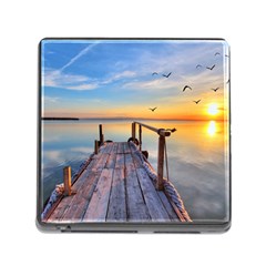 Sunset Lake Beautiful Nature Memory Card Reader (square)