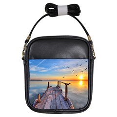 Sunset Lake Beautiful Nature Girls Sling Bags