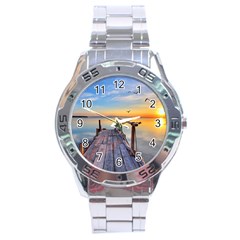 Sunset Lake Beautiful Nature Stainless Steel Analogue Watch by Modern2018