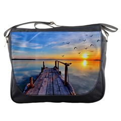 Sunset Lake Beautiful Nature Messenger Bags by Modern2018