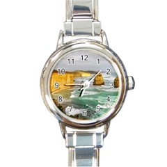 Coastal Landscape Round Italian Charm Watch by Modern2018