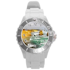 Coastal Landscape Round Plastic Sport Watch (l)