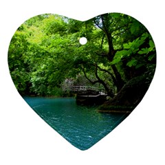 Backgrounds List Of Lake Background Beautiful Waterfalls Nature Ornament (heart) by Modern2018