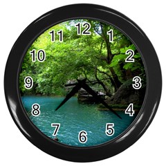 Backgrounds List Of Lake Background Beautiful Waterfalls Nature Wall Clocks (black)