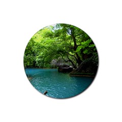 Backgrounds List Of Lake Background Beautiful Waterfalls Nature Rubber Round Coaster (4 Pack)  by Modern2018