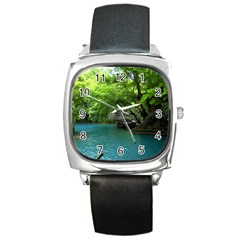 Backgrounds List Of Lake Background Beautiful Waterfalls Nature Square Metal Watch by Modern2018