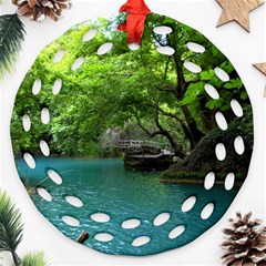 Backgrounds List Of Lake Background Beautiful Waterfalls Nature Ornament (round Filigree)