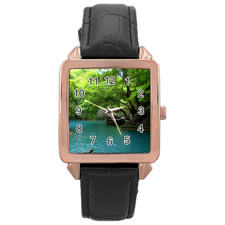 Backgrounds List Of Lake Background Beautiful Waterfalls Nature Rose Gold Leather Watch 