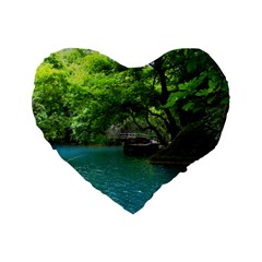 Backgrounds List Of Lake Background Beautiful Waterfalls Nature Standard 16  Premium Flano Heart Shape Cushions by Modern2018