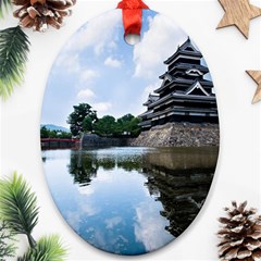 Beautiful Pagoda On Lake Nature Wallpaper Ornament (oval)