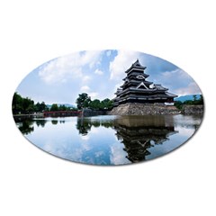 Beautiful Pagoda On Lake Nature Wallpaper Oval Magnet by Modern2018