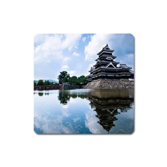 Beautiful Pagoda On Lake Nature Wallpaper Square Magnet by Modern2018