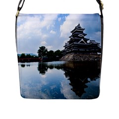 Beautiful Pagoda On Lake Nature Wallpaper Flap Messenger Bag (l)  by Modern2018