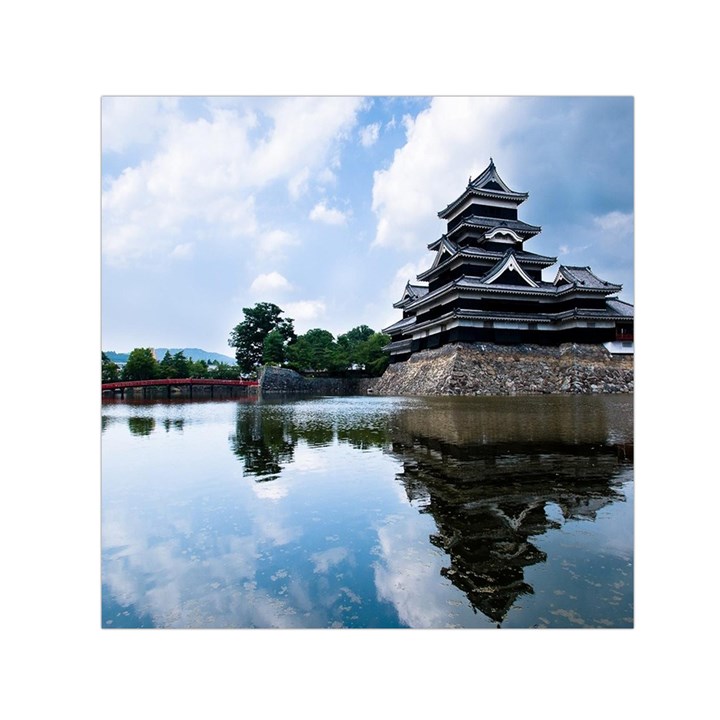 Beautiful Pagoda On Lake Nature Wallpaper Small Satin Scarf (Square)