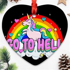 Go To Hell - Unicorn Ornament (heart) by Valentinaart