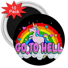 Go To Hell - Unicorn 3  Magnets (10 Pack)  by Valentinaart