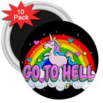 Go to Hell - Unicorn 3  Magnets (10 pack)  Front