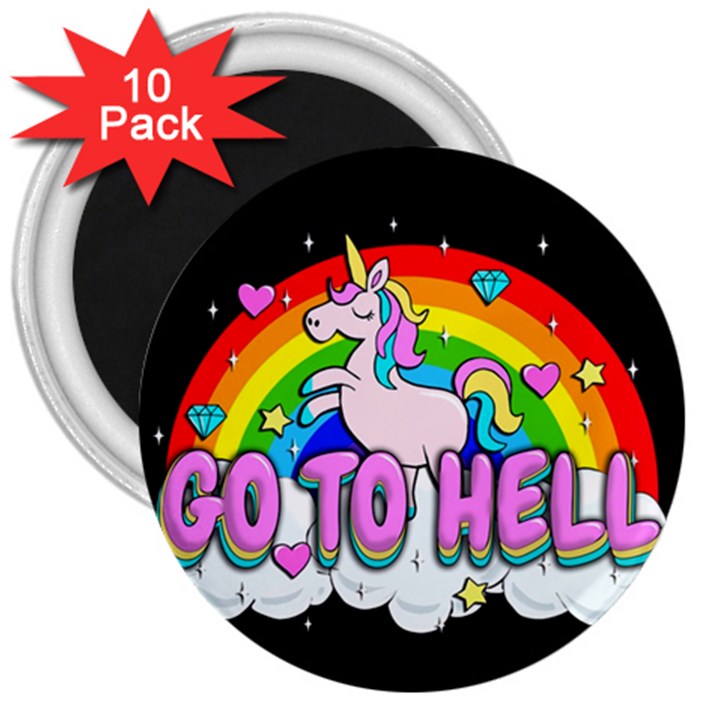 Go to Hell - Unicorn 3  Magnets (10 pack) 