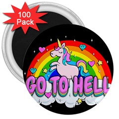 Go To Hell - Unicorn 3  Magnets (100 Pack) by Valentinaart