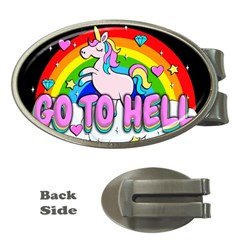 Go To Hell - Unicorn Money Clips (oval)  by Valentinaart