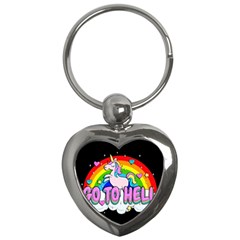 Go To Hell - Unicorn Key Chains (heart)  by Valentinaart