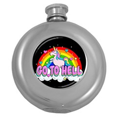 Go To Hell - Unicorn Round Hip Flask (5 Oz) by Valentinaart