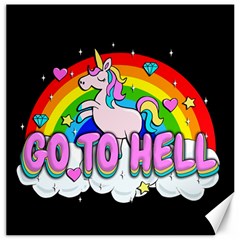 Go To Hell - Unicorn Canvas 12  X 12   by Valentinaart