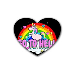 Go To Hell - Unicorn Heart Coaster (4 Pack)  by Valentinaart