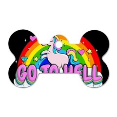 Go To Hell - Unicorn Dog Tag Bone (two Sides) by Valentinaart