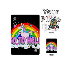 Go To Hell - Unicorn Playing Cards 54 (mini)  by Valentinaart