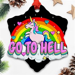 Go To Hell - Unicorn Snowflake Ornament (two Sides) by Valentinaart